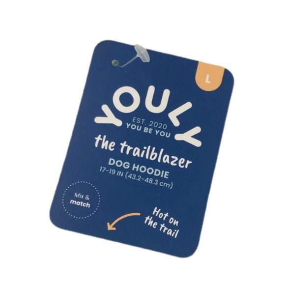 YOULY Trailblazer Dog Large Teal Space Dye Hoodie with Pocket New - Picture 3 of 4